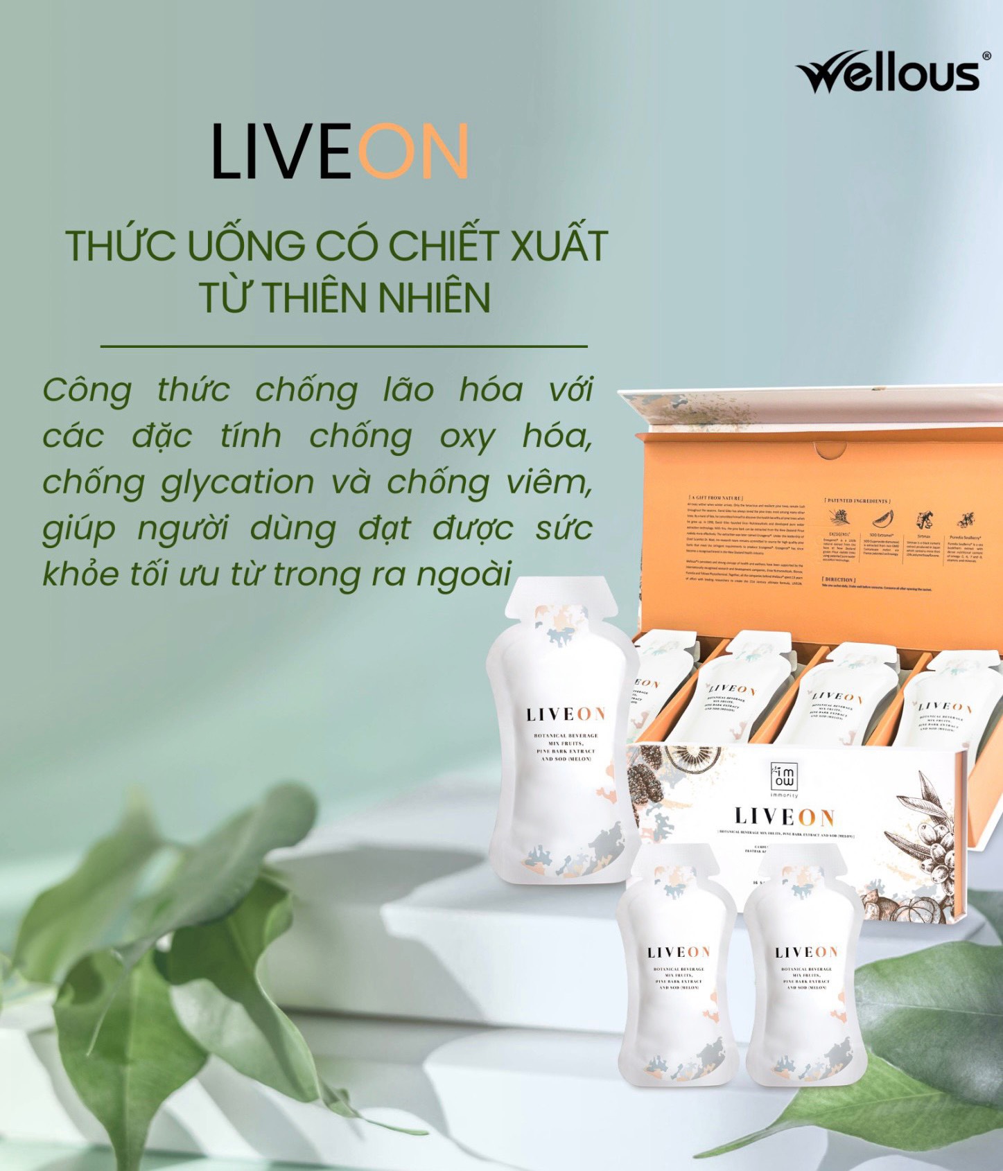 COMBO 2 HỘP CHỐNG LÃO HÓA LIVE ON (HỘP 16 GÓI)