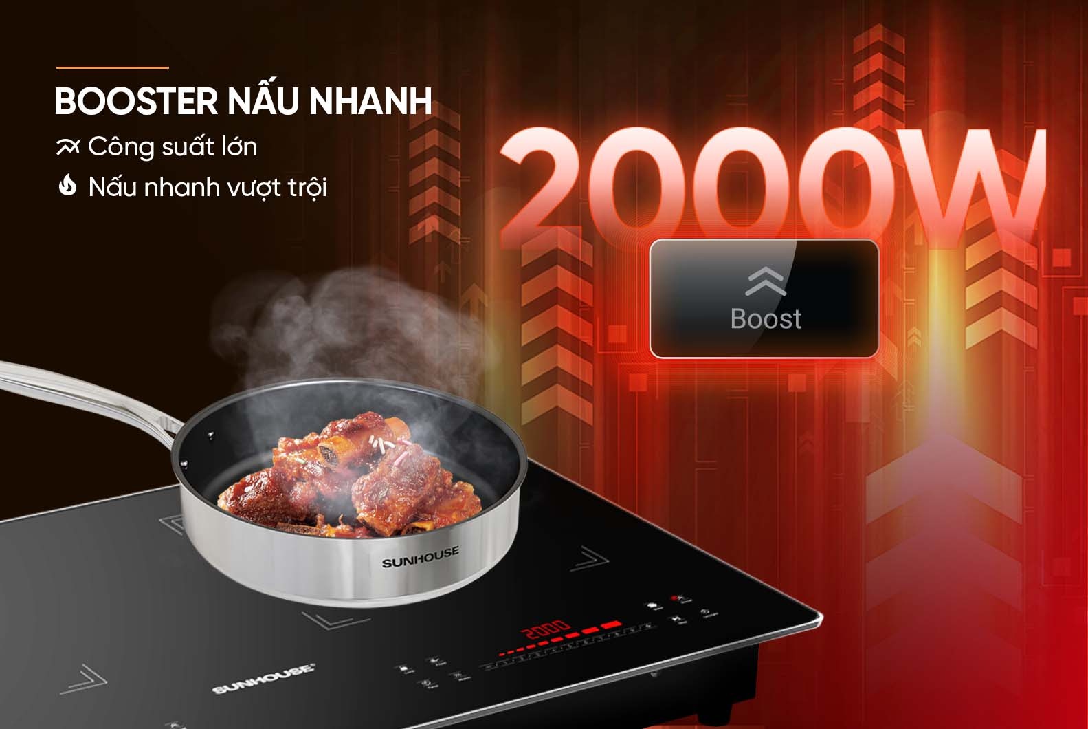 Bếp từ đôi Sunhouse SHB568HL, Công suất 4000W, Mặt kính Ultra Vitro Ceramic, bo viền 4 cạnh sang trọng, chắc chắn, Chức năng nấu nhanh Booster, Bảng điều khiển Slider Control siêu nhạy, Bảo hành 3 năm tại nhà - Hàng chính hãng