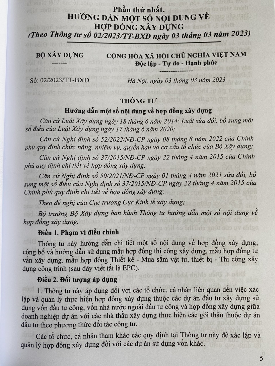 Hướng Dẫn Một Số Nội Dung Về Hợp Đồng Trong Xây Dựng