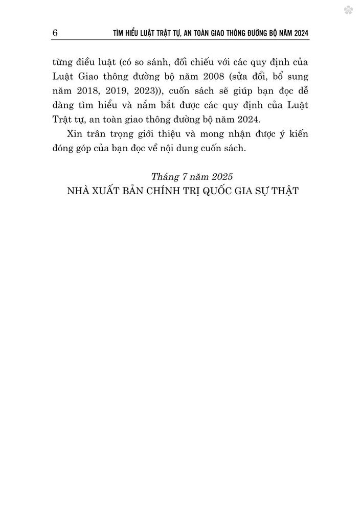 Tìm hiểu Luật trật tự, an toàn giao thông đường bộ năm 2024 - bản in 2025