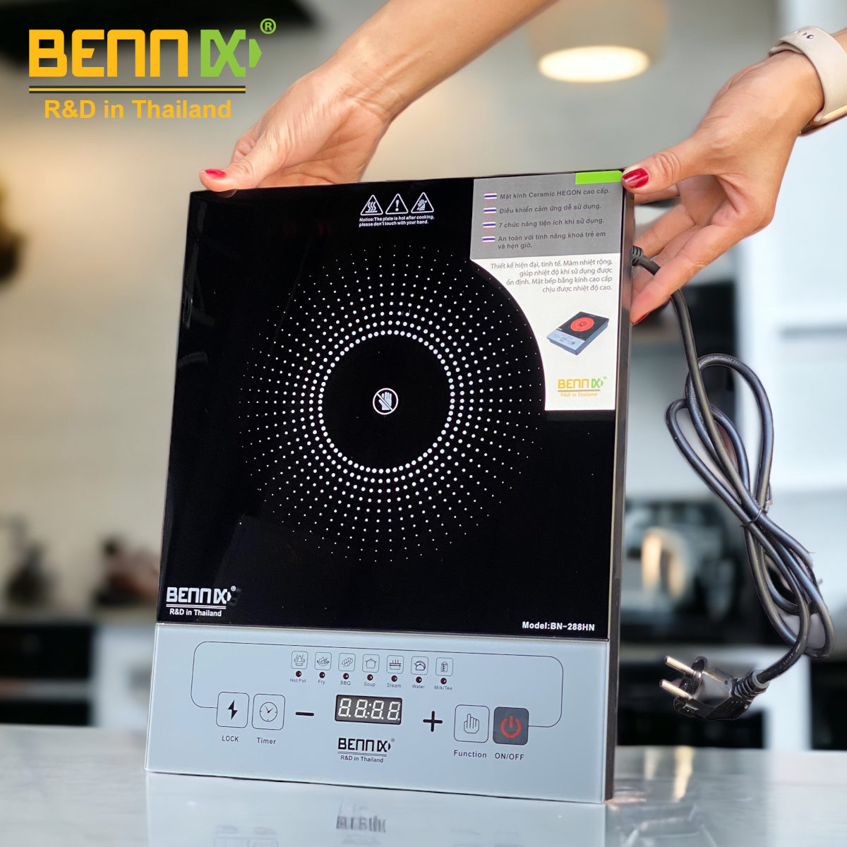 Bếp hồng ngoại điện tử Bennix Thái Lan BN-288HN điều khiển cảm ứng 2000W - Hàng chính hãng
