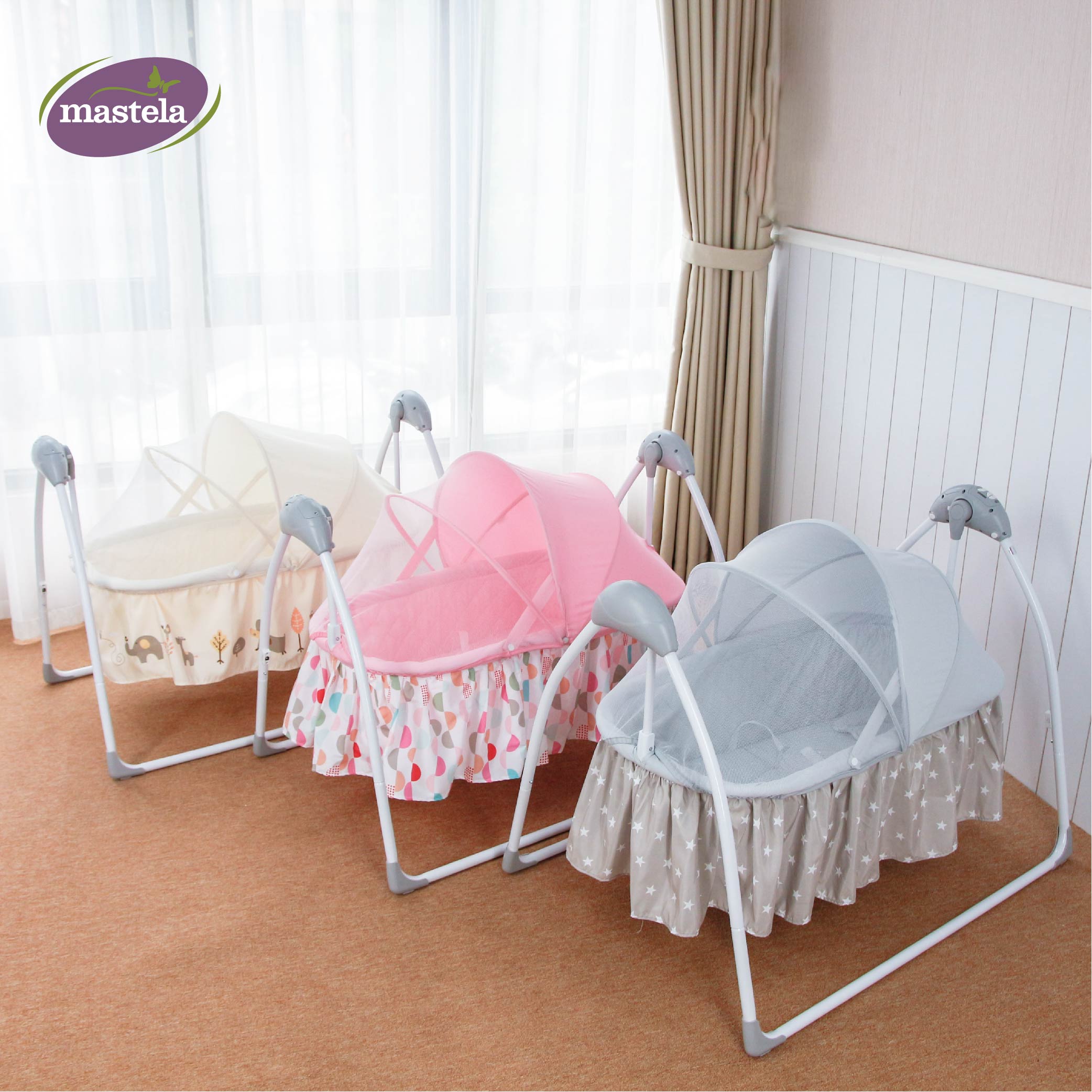 Nôi điện cho bé điều khiển từ xa kết hợp nhạc trắng ru ngủ Mastela SG239 - Nôi cho bé sơ sinh đu đưa tự động