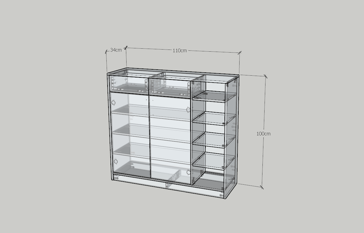 HAPPY FURNITURE , HEINEE - Tủ lưu trữ 2 cửa mở 2 ngăn kéo, TCM_215 , 110cm x 34cm x 100cm DxRxC, sản phẩm phổ thông
