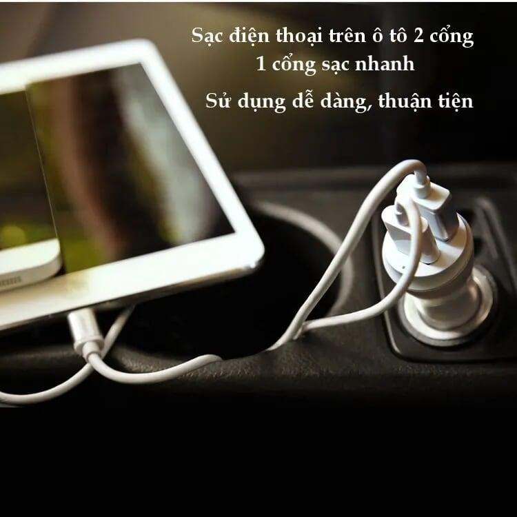 Ugreen UG20758CD114TK 30W màu Trắng Bộ sạc ô tô 2 cổng USB 2.4A + QC 2.0 - HÀNG CHÍNH HÃNG