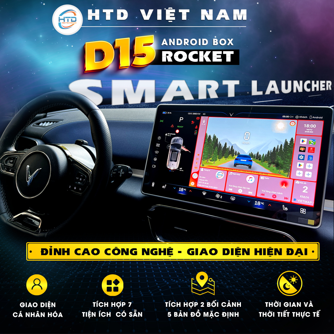 Siêu phẩm D15 Rocket chuyển đổi màn hình Android ô tô - Cấu hình khủng RAM 8GB/ RAM 265GB/ QCM-6125