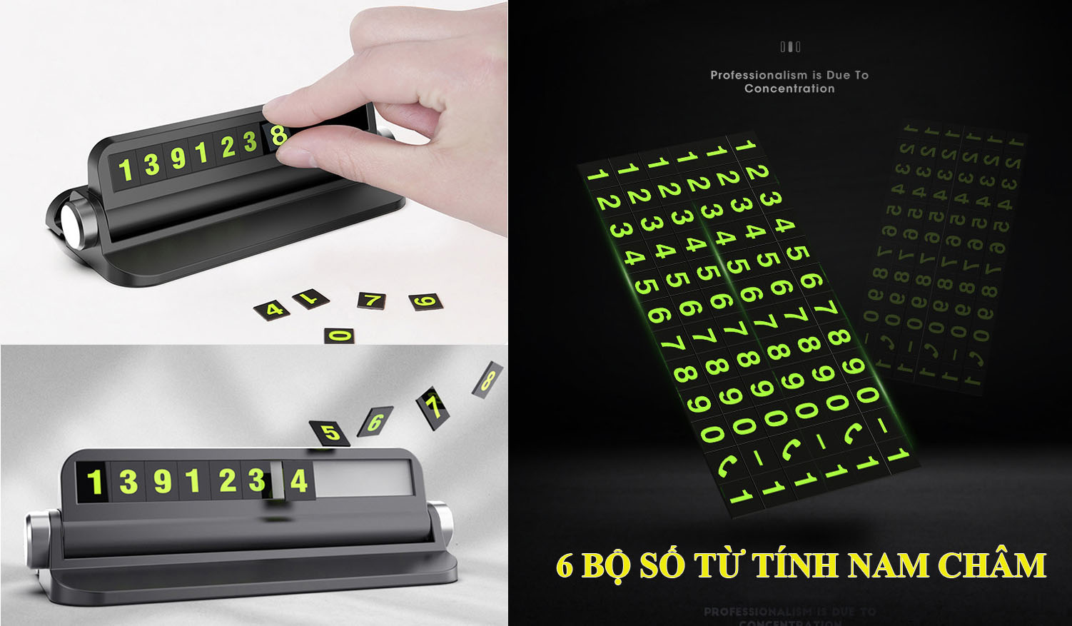 Bảng số điện thoại gắn táp lô ô tô kiêm giá để điện thoại