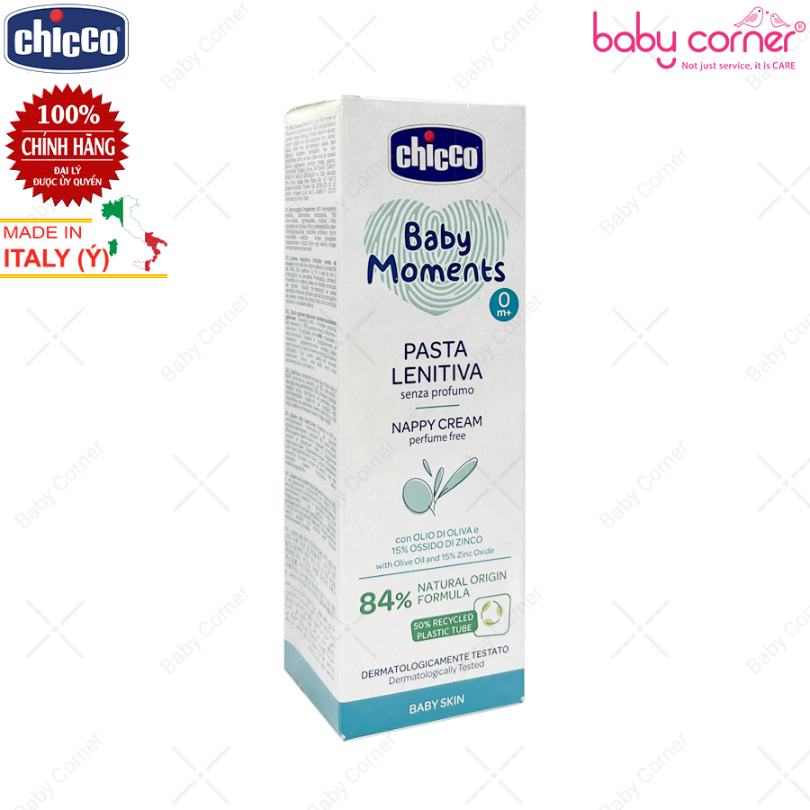 Kem Chống Hăm Dưỡng Da 3 Tác Động Chicco Baby Moments Nappy Cream, cho Bé Từ 0 Tháng, 100ml (Chính Hãng)