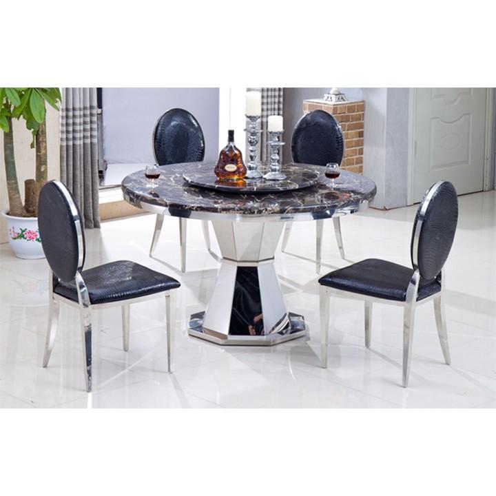 Bàn Ăn Inox Tròn Mặt Đá Juno Sofa HHP-BA8185-13 Sang Trọng