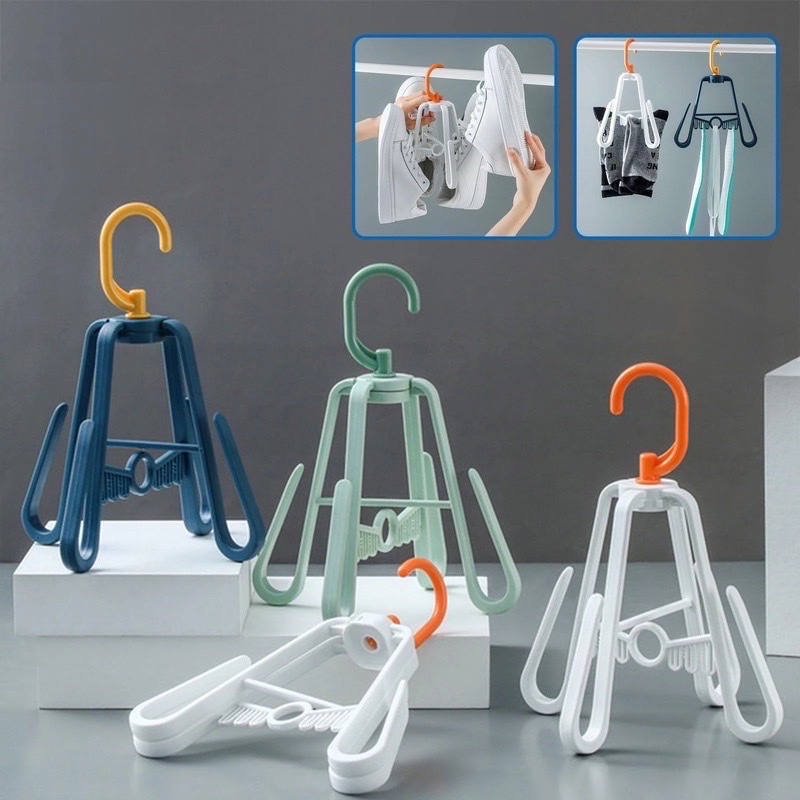 Set 2 móc treo phơi giày dép thông minh đầu xoay 360 độ , xếp gọn tiện lợi khả năng chịu lực cao , phơi được nhiều đồ mà không chiếm diện tích , mau khô ráo nước tiện lợi