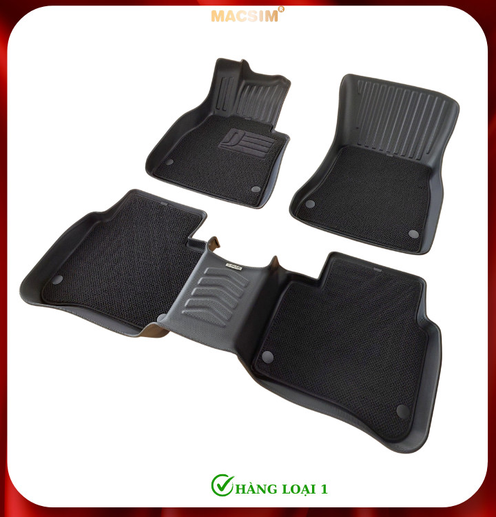 Thảm lót sàn ô tô 2 lớp cao cấp dành cho xe Mercedes S 2014-2020 (qd) nhãn hiệu Macsim chất liệu TPE màu đen