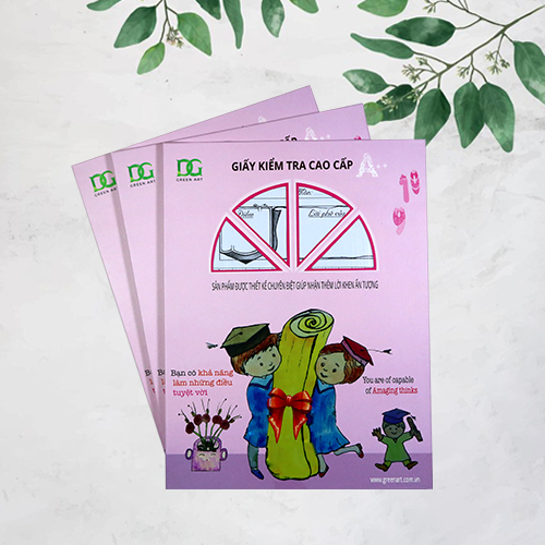 Giấy kiểm tra kẻ 4 ô ly rõ đẹp giấy dày 100gsm viết êm không lem không hằn, bảng điểm lời phê vẽ sẵn tiện lợi, 15 tờ đôi GKT02 Green Art - Hàng chính hãng