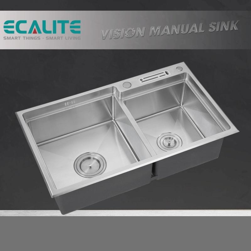 Chậu Rửa Chén Ecalite ESD-8248HS - Lắp Nổi - Ngang 82cm - Inox 304 Cực Bền - Hàng Chính Hãng