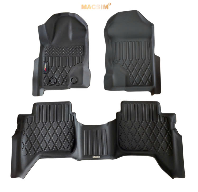 Thảm lót sàn xe ô tô sd Ford Ranger/ Ford Raptor 2012-2021 Nhãn hiệu Macsim chất liệu nhựa TPE cao cấp màu đen