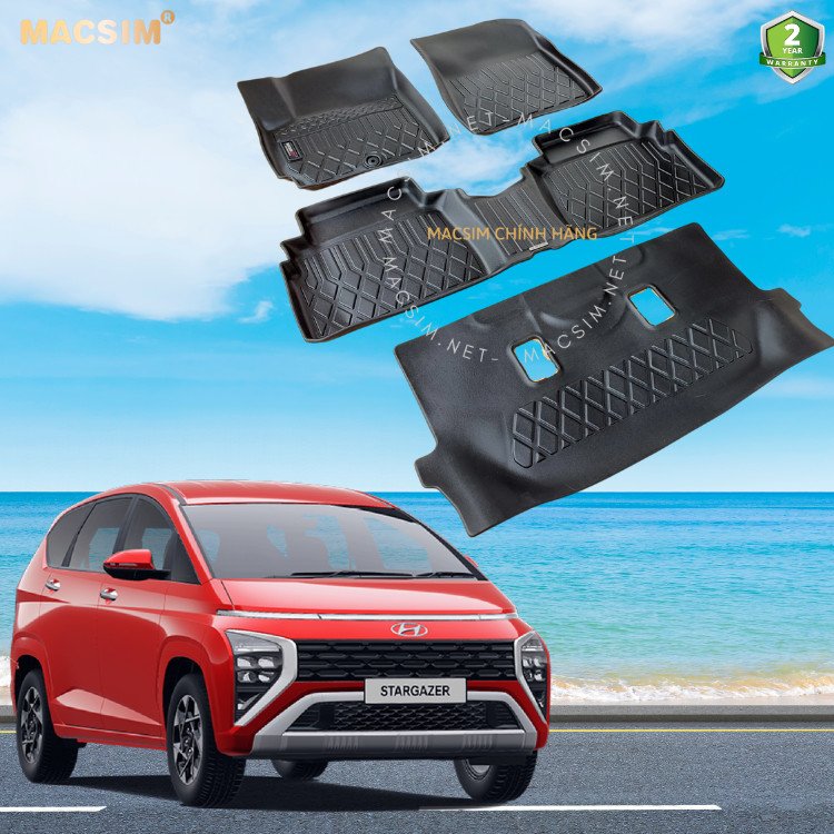 Thảm lót sàn xe ô tô Hyundai Stargazer 2023+(sd) Nhãn hiệu Macsim chất liệu nhựa TPE cao cấp màu đen
