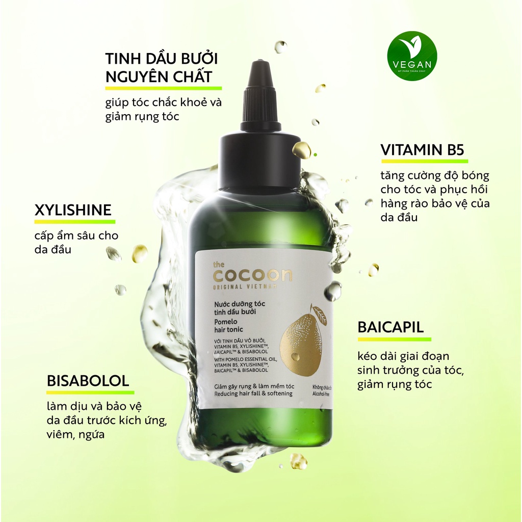 Nước dưỡng tóc tinh dầu bưởi (pomelo hair tonic) Cocoon 140ml + 1 Son dưỡng Cocoon 5g