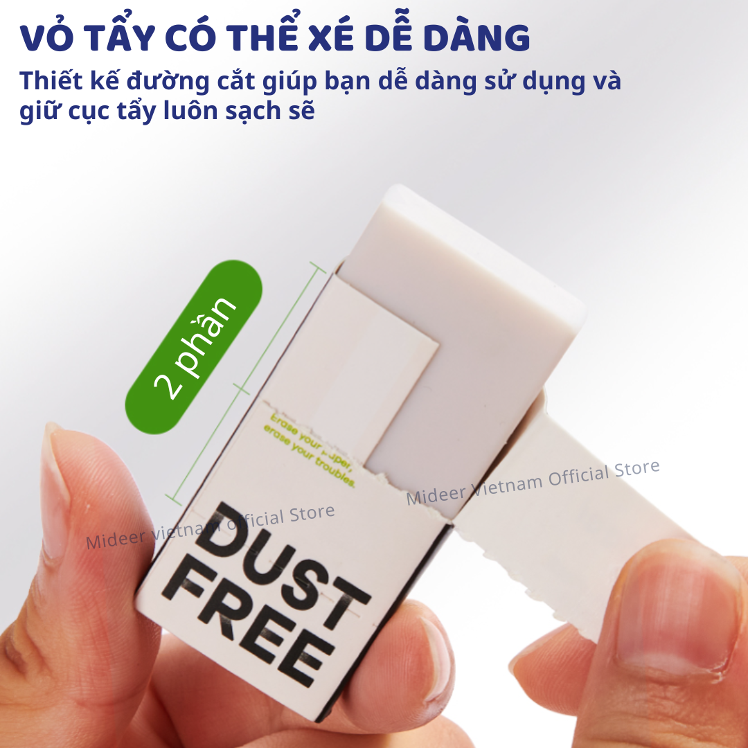 Tẩy bút chì siêu sạch, gôm tẩy không vụn Mideer Dust-free Eraser
