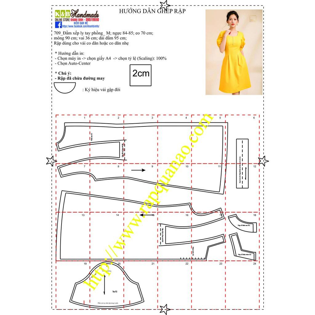 Rập giấy mã 709 (BẢN VẼ) rập đầm xếp ly