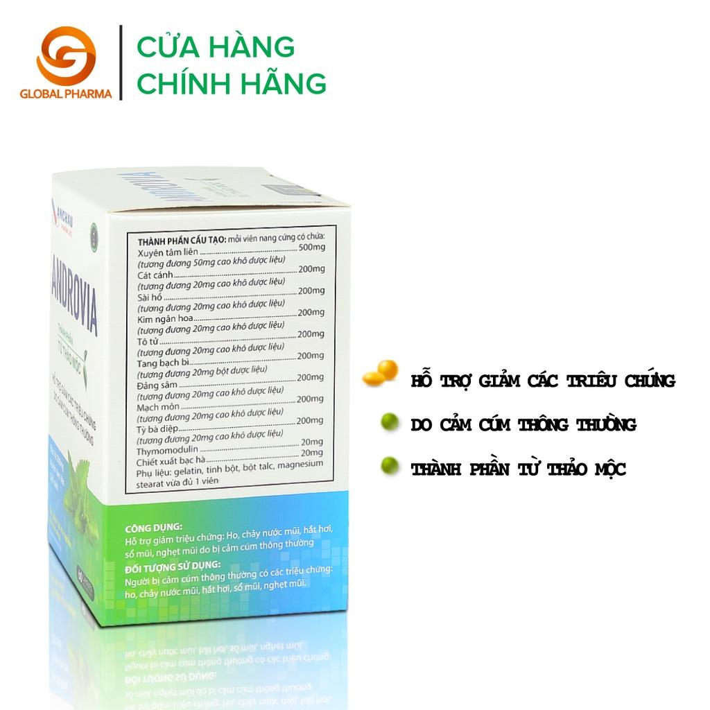 Viên uống Androvia Dược Phẩm An Châu xuyên tâm liên giảm cảm cúm, ho, sổ mũi, sốt, tăng đề kháng hộp 60 viên