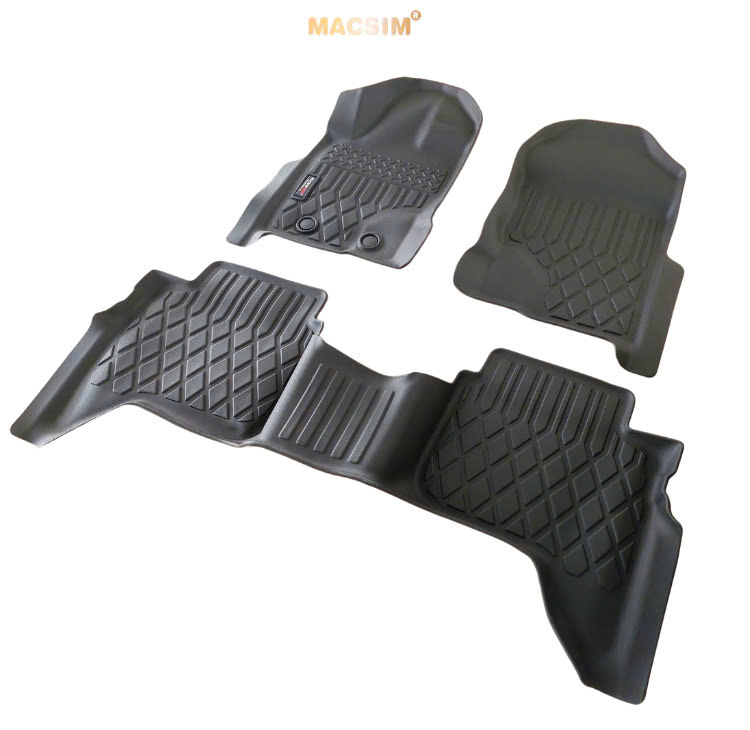 Thảm lót sàn xe ô tô sd Ford Ranger/ Ford Raptor 2012-2021 Nhãn hiệu Macsim chất liệu nhựa TPE cao cấp màu đen