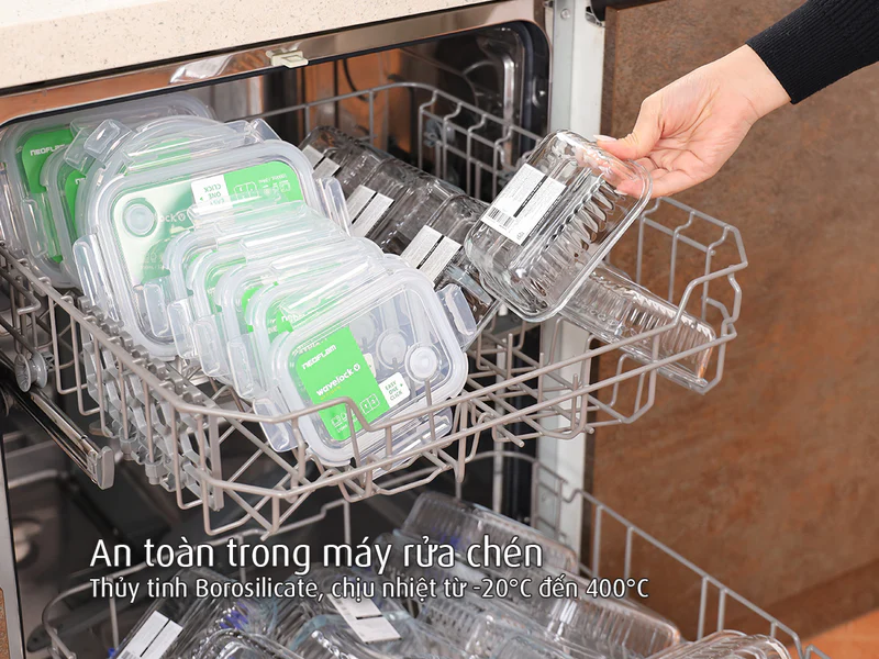 Bộ hộp thuỷ tinh 12 món bảo quản, đựng thực phẩm Neoflam Hàn Quốc - Wavelock, Dùng bảo quản, nướng, hâm nóng thực phẩm