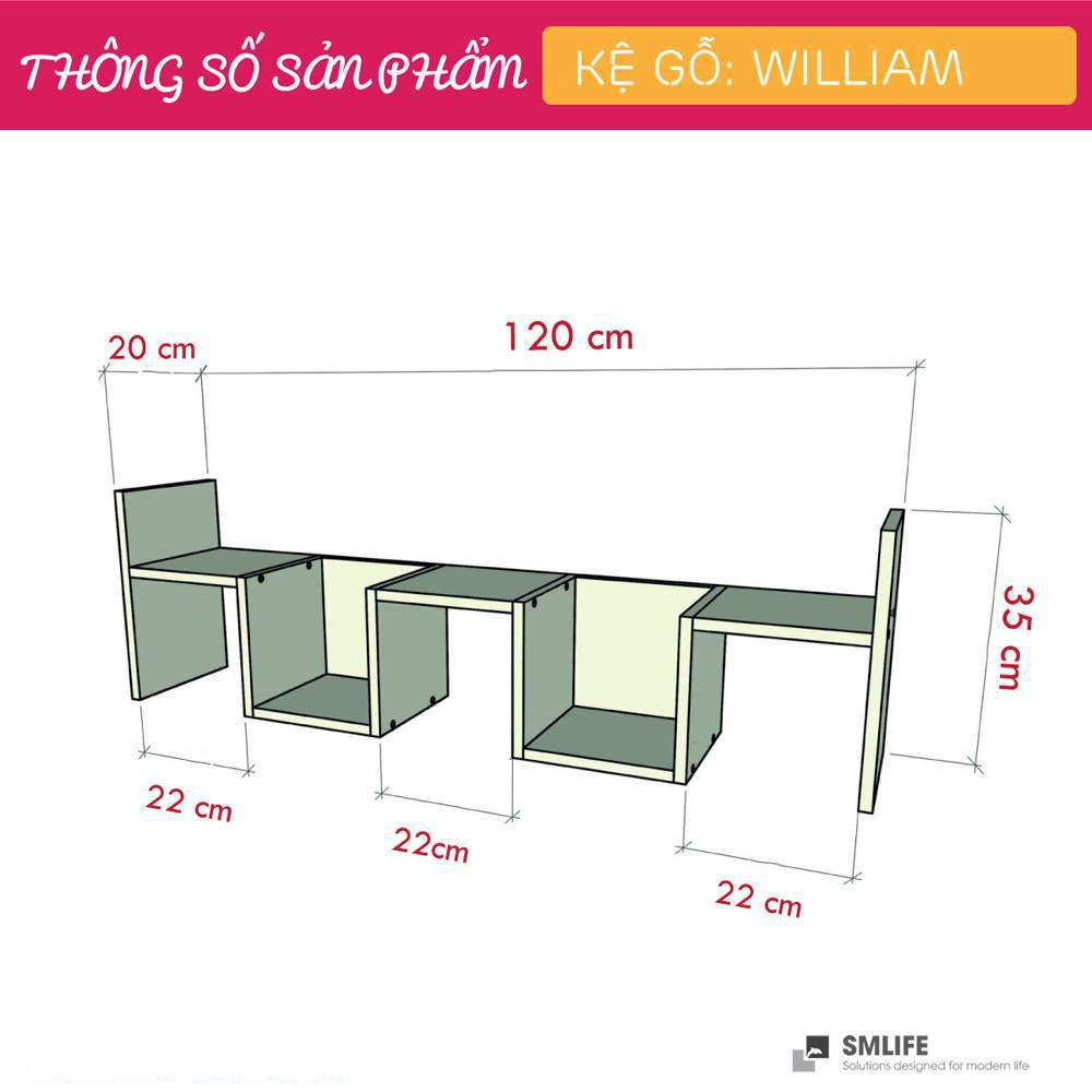 Kệ gỗ trang trí trưng bày hiện đại SMLIFE William