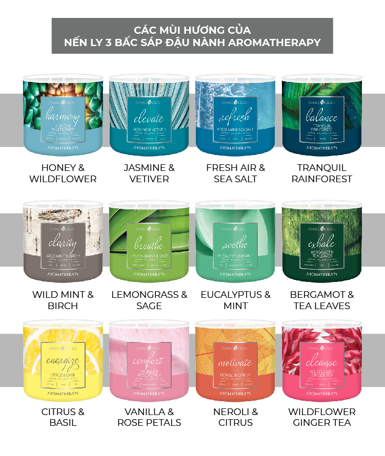 Nến ly 3 bấc Aromatherapy Goose Creek (411g) - Citrus & Basil