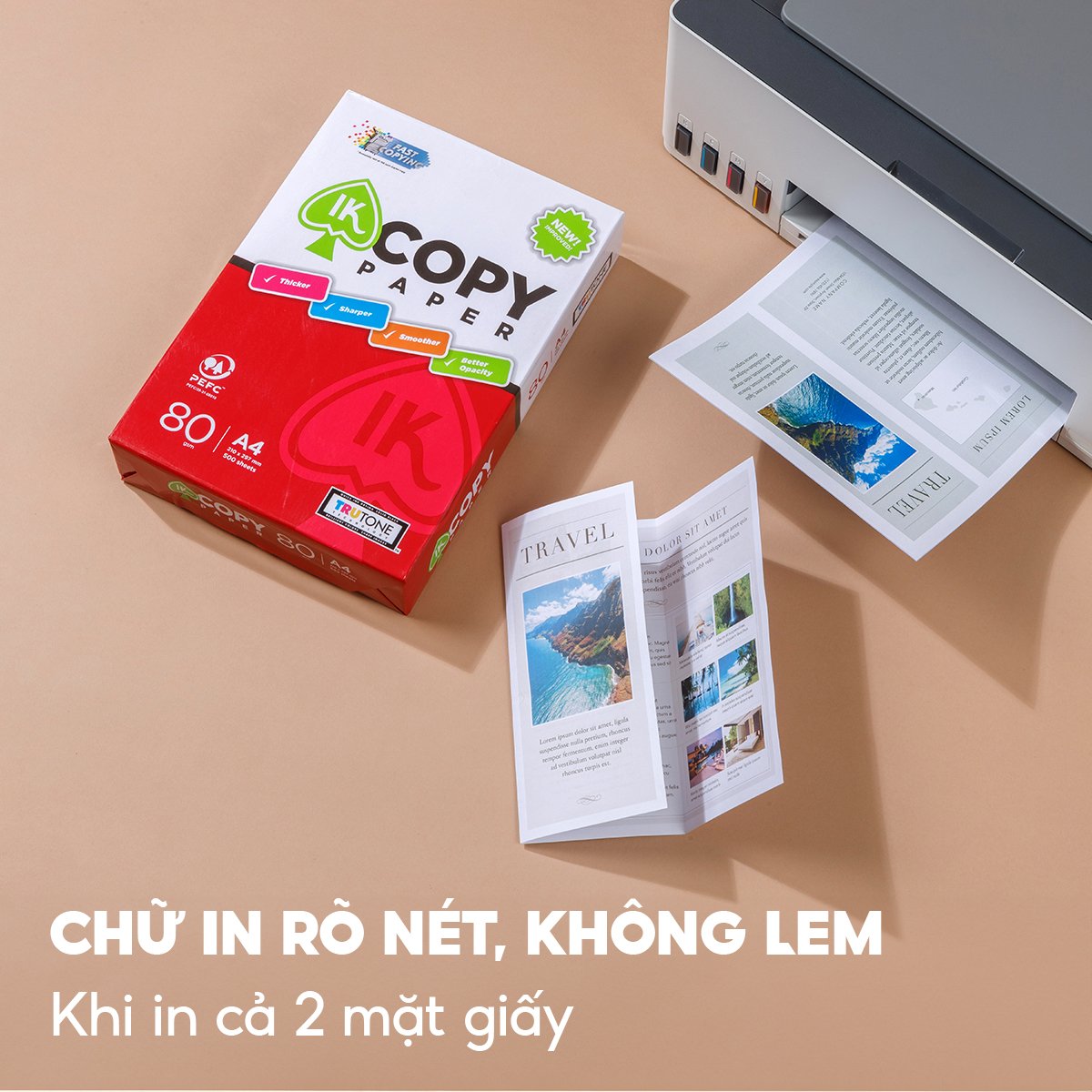 Combo 10 Ream giấy A4 80 gsm IK Copy (500 tờ) - Hàng nhập khẩu Indonesia