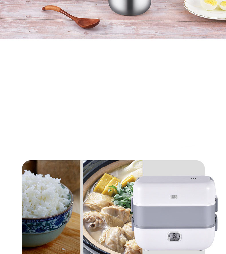 Hộp cơm cắm điện hai tầng, hộp cơm hâm nóng 2 BÁT INOX, giữ nhiệt thích hợp cho dân văn phòng KitAcoom, hàng nhập khẩu chính hãng cao cấp