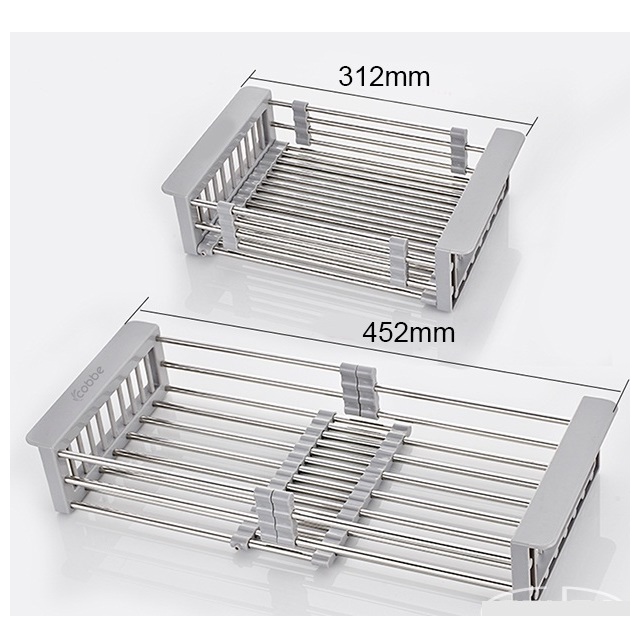 Chậu rửa bát Korea sus304 8245 2 hố lệch - Giá rau củ đi kèm
