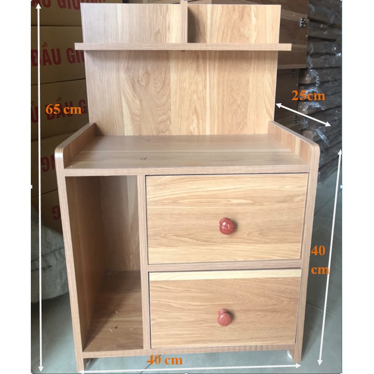 Tủ Đầu Giường Mẫu Mới - 2 Ngăn Kéo Màu Vân Gỗ Kích Thước 65x40x25cm