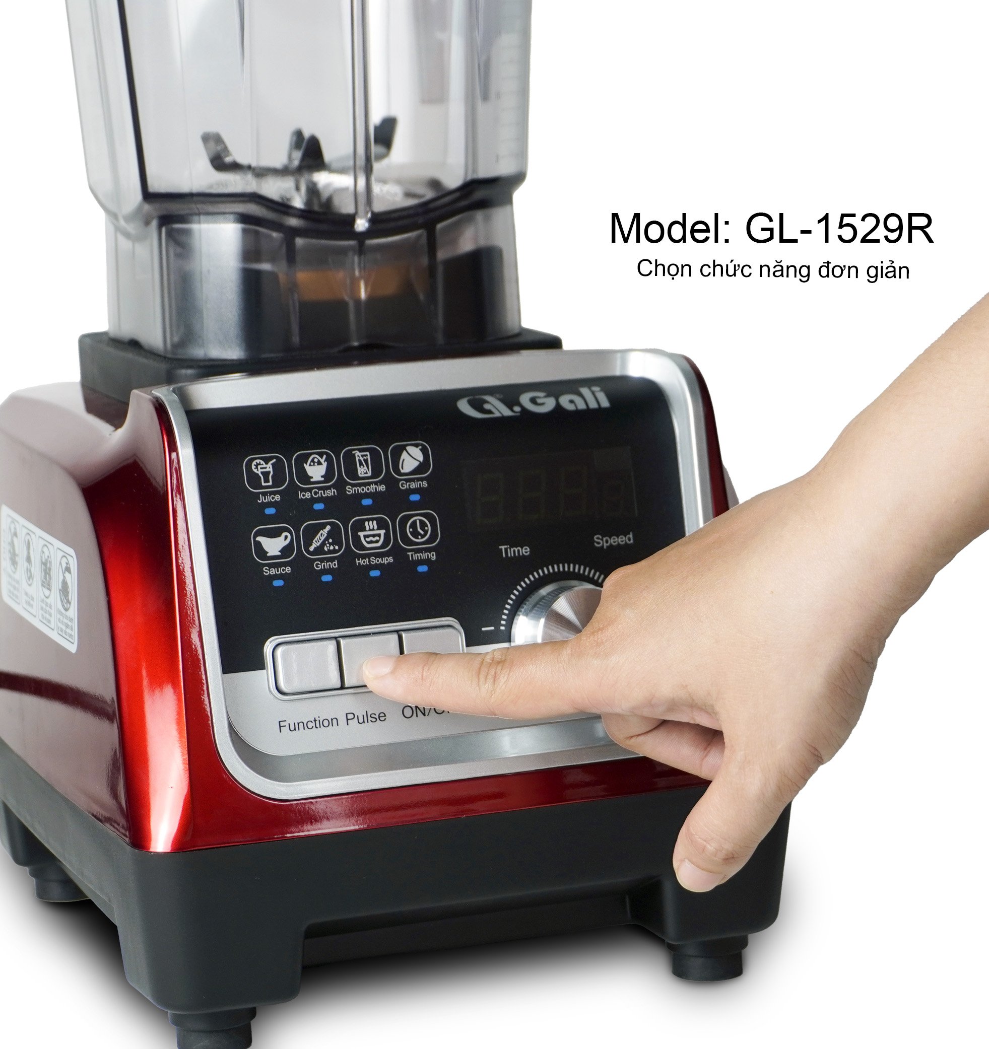 Sinh Tố Công Nghiệp Gali GL-1529R Dung tích 2 Lít, Motor 100% dây đồng đảm bảo độ bền bỉ, bảng điều khiển dạng cảm ứng, lưỡi dao bằng thép không gỉ. Hàng chính hãng bảo hành 24 tháng