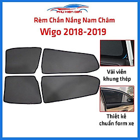 Bộ 4 rèm chắn nắng nam châm Wigo 2018-2019 khung cố định chống tia UV