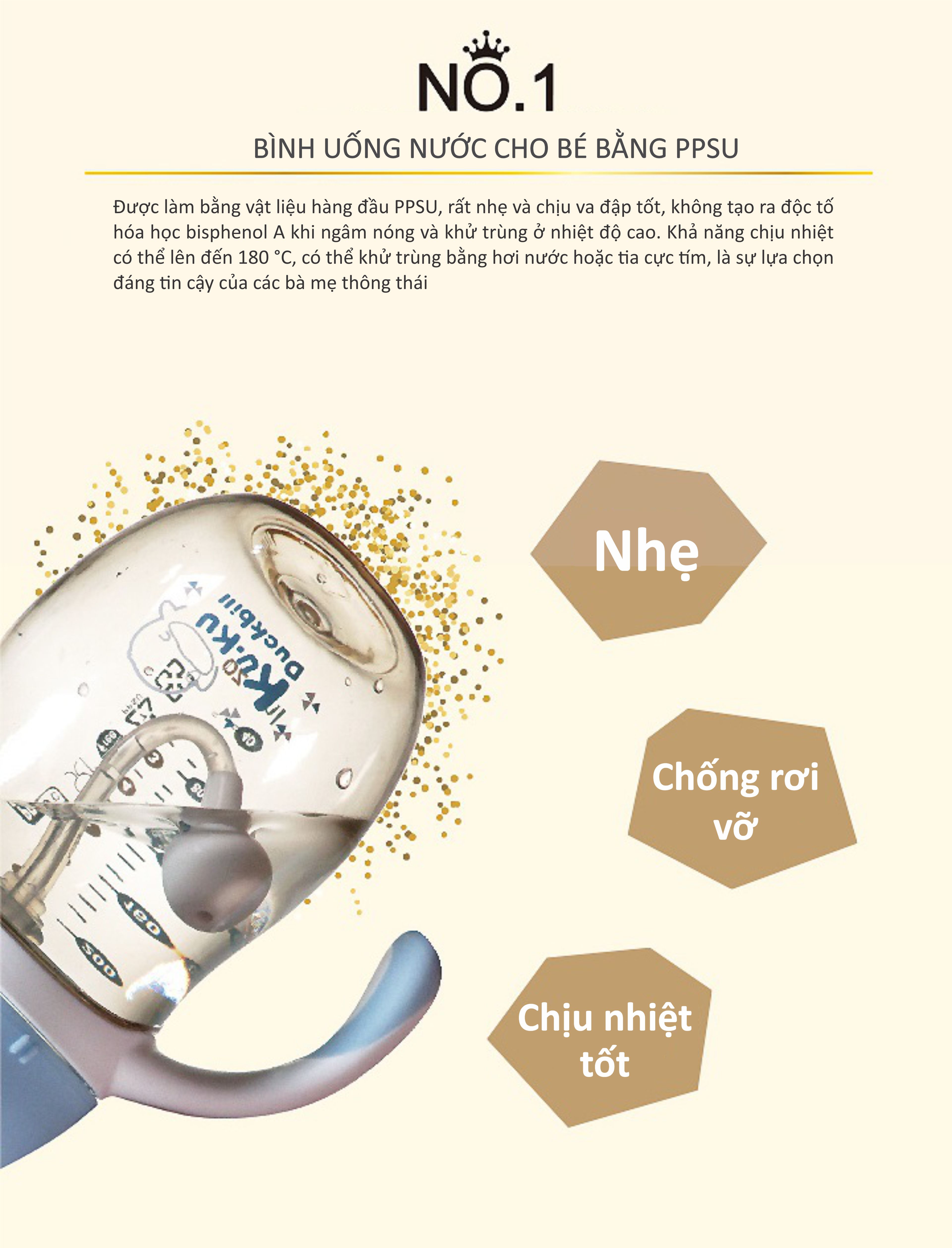 BÌNH UỐNG NƯỚC ỐNG HÚT CÓ TAY CẦM KUKU NHỰA PPSU KU5486 - 200ML