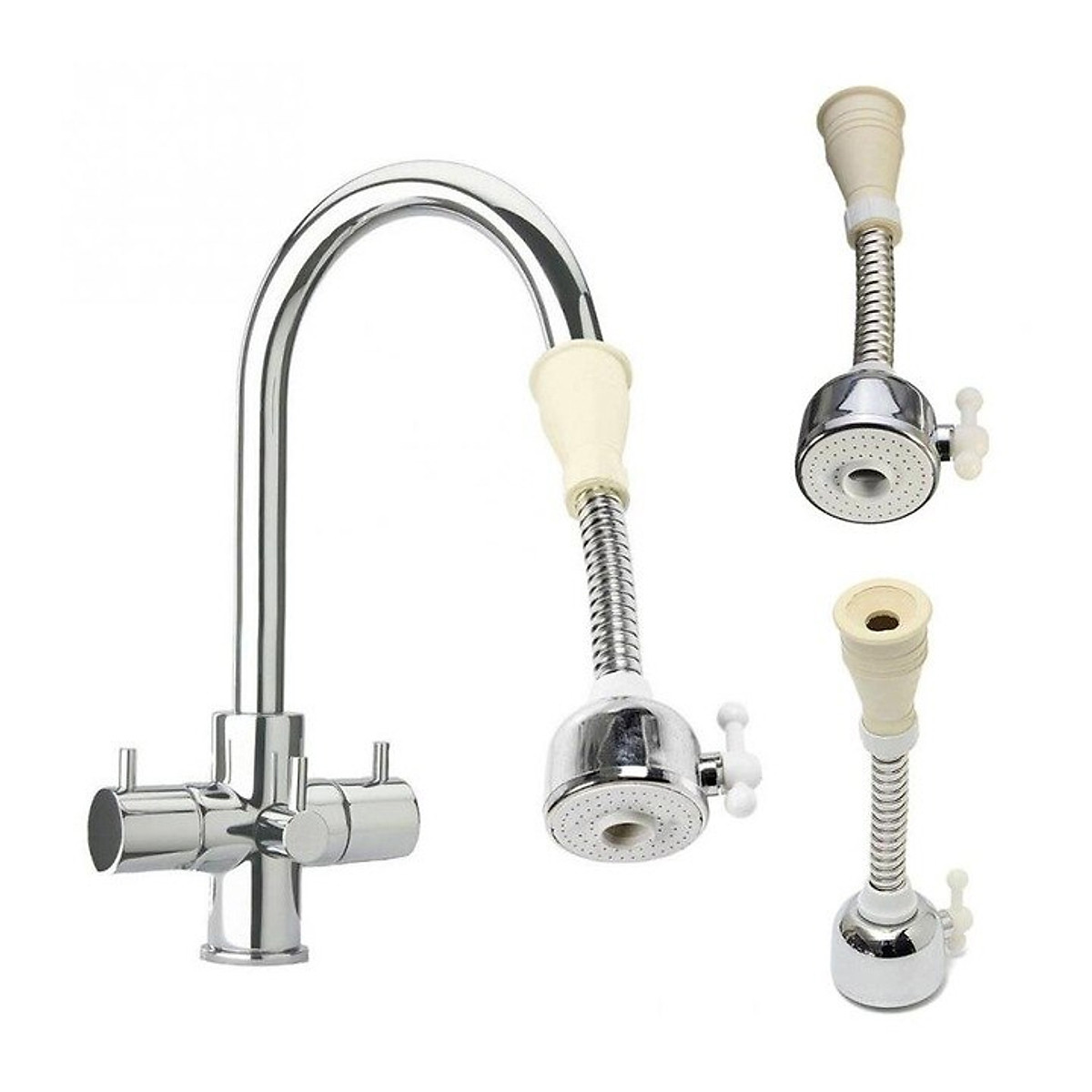 Đầu Vòi Rửa Bát Tăng Áp, Loại Vòi Rửa Bát Dài, Xoay 360 Độ, Có Van Điều Chỉnh Chế Độ Nước