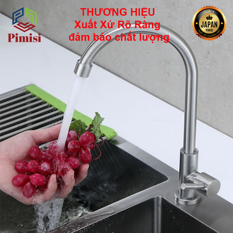 Vòi Chậu Rửa Bát Inox Mờ Pimisi PVB-12+DC Nước Lạnh Gắn Bồn Rửa Chén 1-2 Hố Của Phòng Bếp 1 Đường Nước Đơn | Chính Hãng