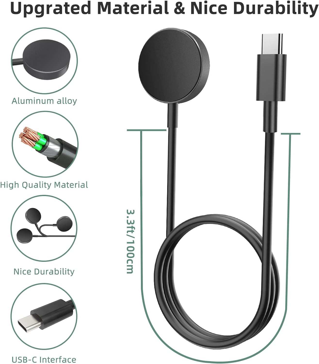 Cáp Sạc Đế Sạc Kim Loại cho Samsung Galaxy Watch 5/5Pro/6/6Classic/7 & Galaxy Watch Ultra Cổng USB Type C - Hàng Chính Hãng