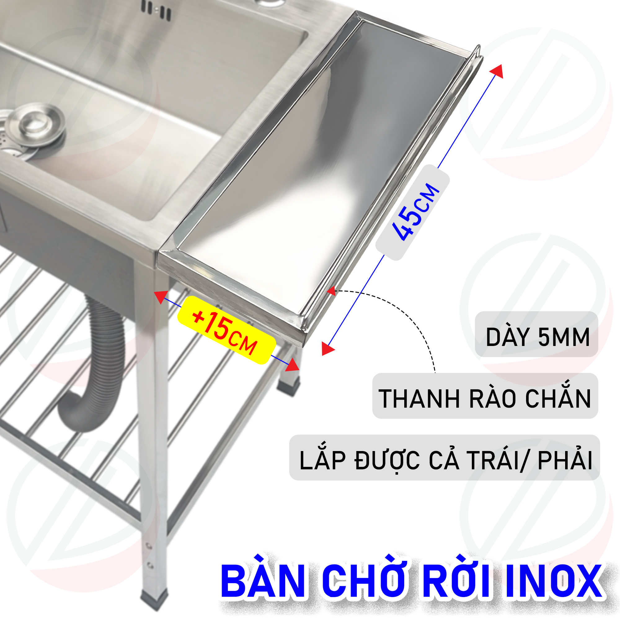 COMBO Chậu Rửa Bát 2 Hộc Có Chân Kèm Kệ Úp Chén Đa Năng - Gồm chậu, kệ úp chén, vòi lạnh Luxta, tặng rổ rút, vòi hút xà bông