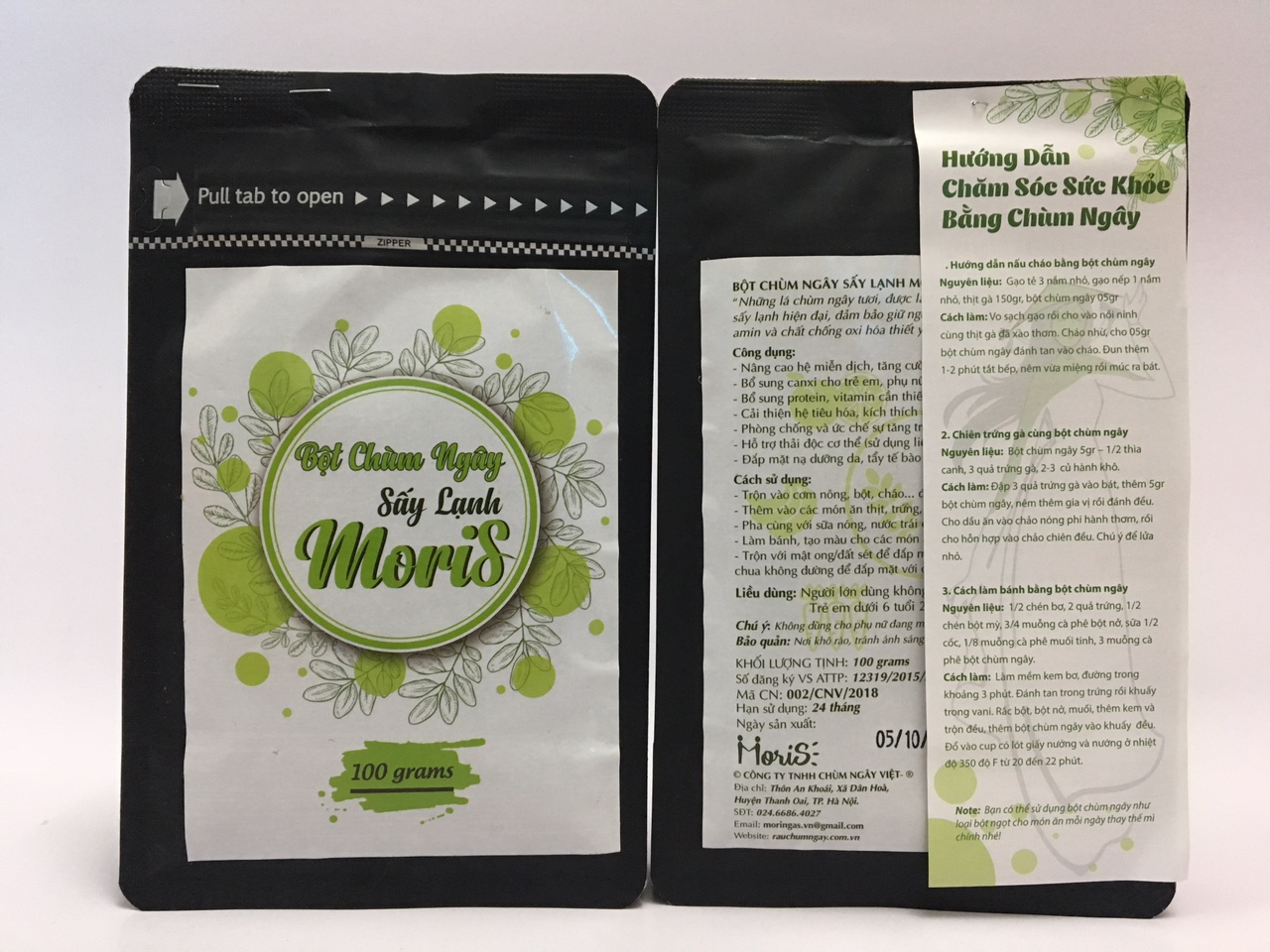 Combo 2 Gói Thực Phẩm Chức Năng Bột Chùm Ngây Sấy Lạnh Moris Túi Zip 100g