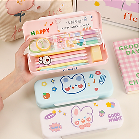 Hợp Đựng Bút 2 Tầng 2 Ngăn Để Dụng Cụ Học Tập Cho Bé Bằng Nhựa ABS An Toàn Dễ Thương Cho Bé ( Họa tiết ngẫu nhiên)