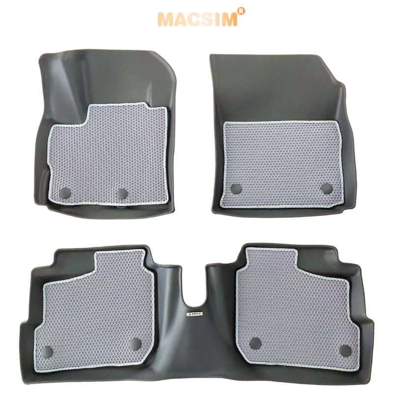 Thảm sd3 dạng lưới lục giác 2 lớp Mitsubishi Mirage (màu ghi) bề mặt cao su siêu sạch nhãn hiệu Macsim