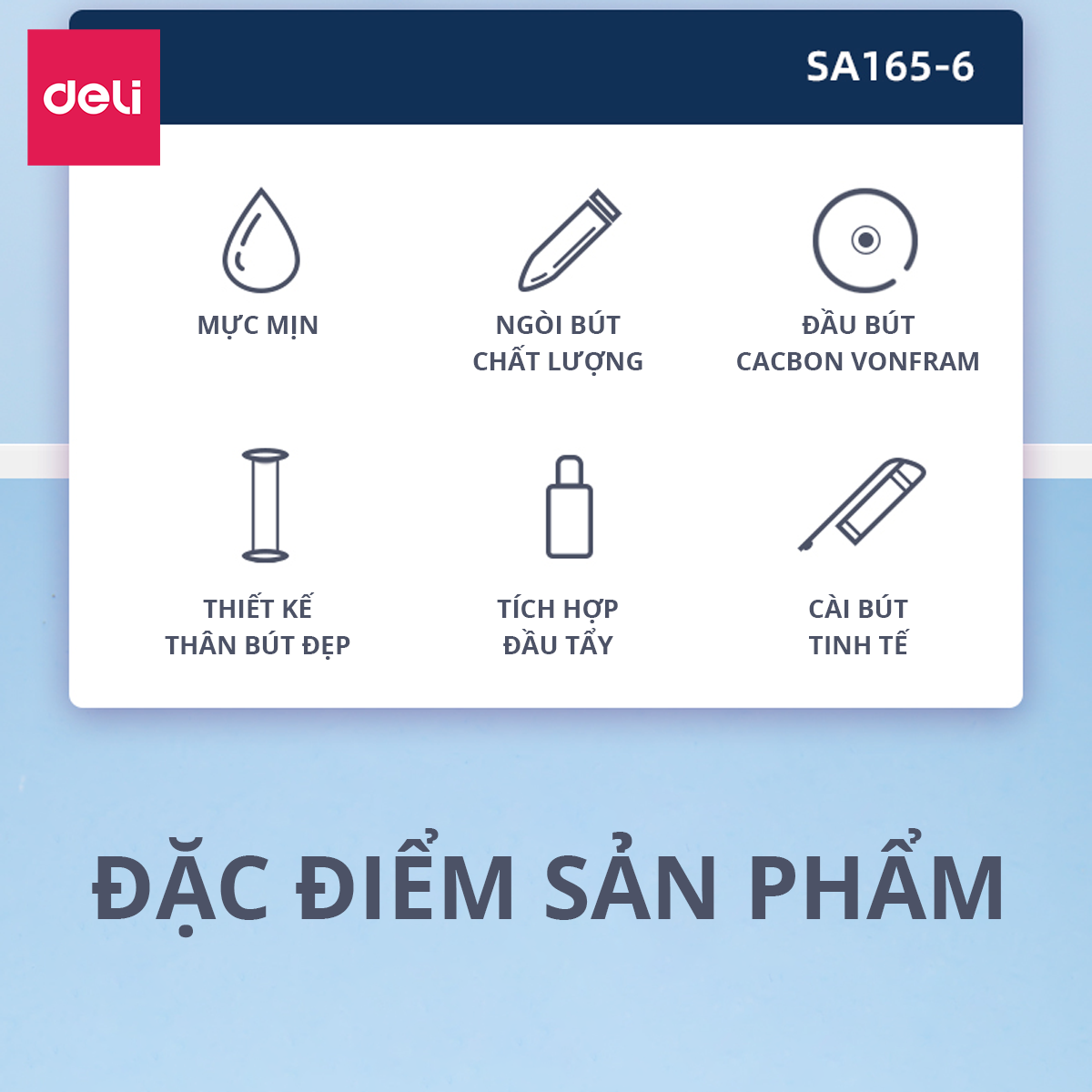 Bút Bi Gel Bấm Bút Mực Xóa Được Văn Phòng Deli Ngòi 0.5mm Học Sinh, Mực Đều Nét Chữ Đẹp - Xanh/Đen - 1 chiếc