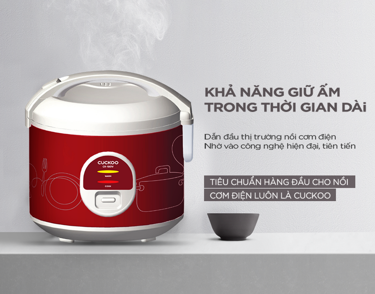 Nồi cơm điện nắp gài Cuckoo CR-1001V/RDWH, 1.8L, Hàng chính hãng - Bảo hành 24 tháng
