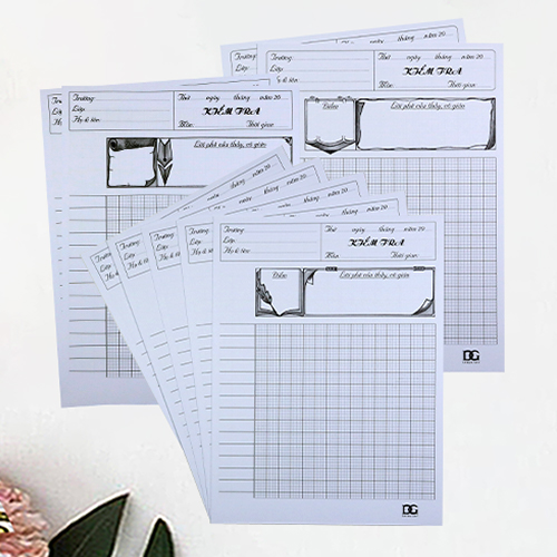Giấy kiểm tra 4 ô ly giấy trắng 100gsm bảng kẻ sẵn tiện lợi, viết êm được tất cả các loại bút không lem không hằn, Combo 3: 26 tờ GKTL1-10 Green Art - Hàng chính hãng