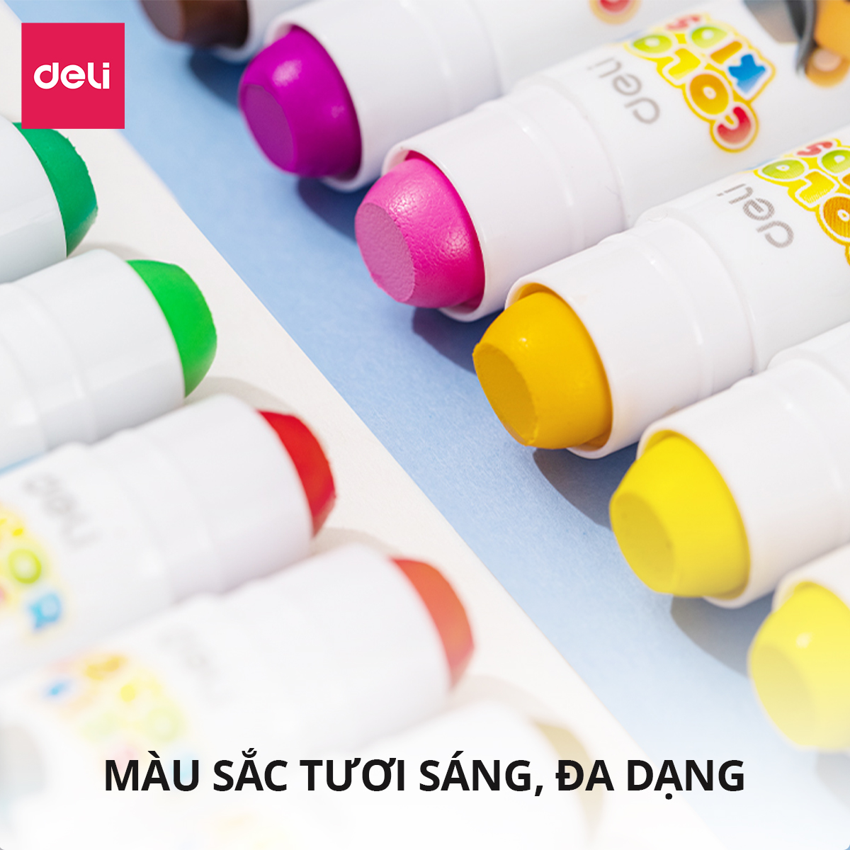 Bút Sáp Màu Dầu Lụa Gấu Con Deli 24 Màu Tươi Đậm Siêu Mịn Rửa Trôi An Toàn Cho Be Học Sinh Tô Màu Vẽ Tranh