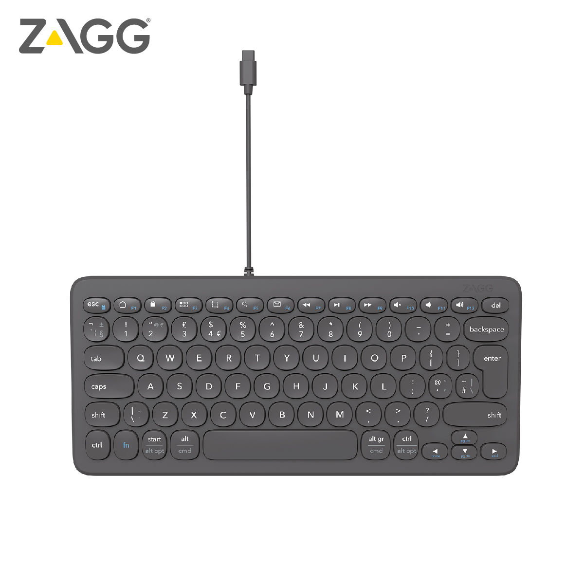 Bàn phím ZAGG Universal Keyboard Type-C, Light-ning, kích thước 12 inch 79 phím, bảo hành 12 tháng 1 đổi 1 - Hàng chính hãng