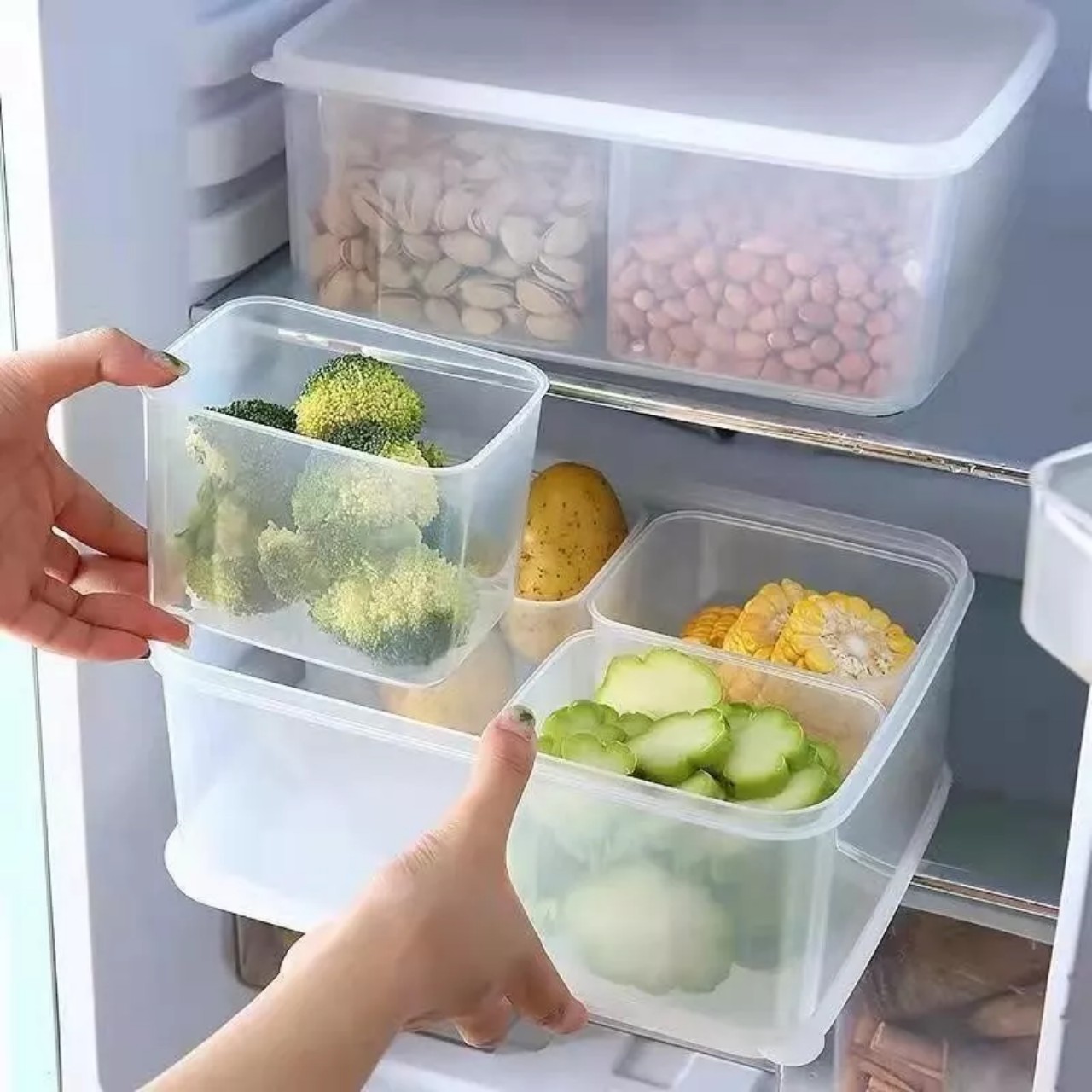 Hộp Bảo Quản Thực Phẩm Trong Tủ Lạnh Tiện Lợi Có Nắp Đậy Tránh Vi Khuẩn - Hàng Chính Hãng MINIIN