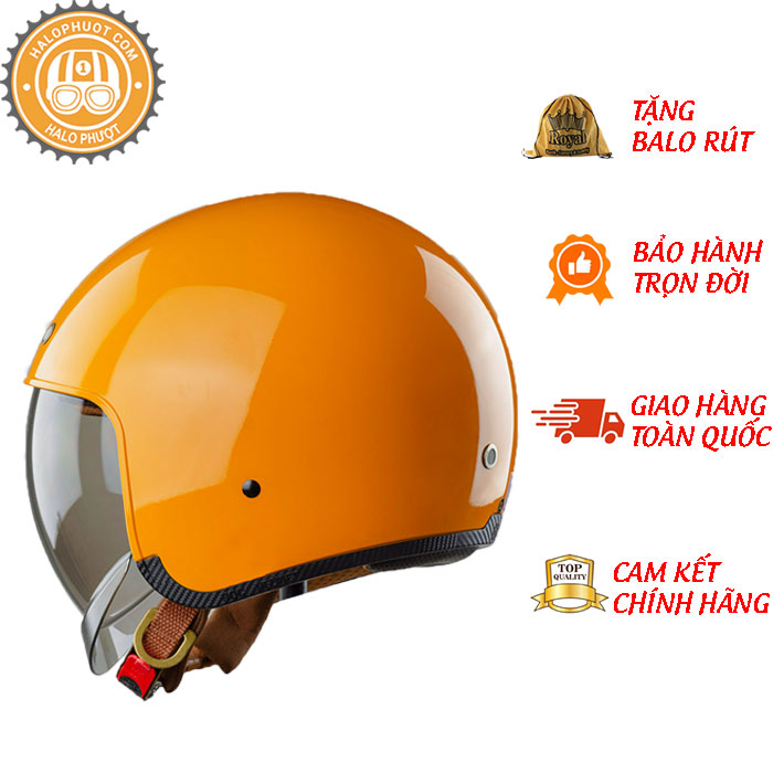 Nón bảo hiểm 3/4 ROYAL M139 có kính âm màu VÀNG NGHỆ BÓNG