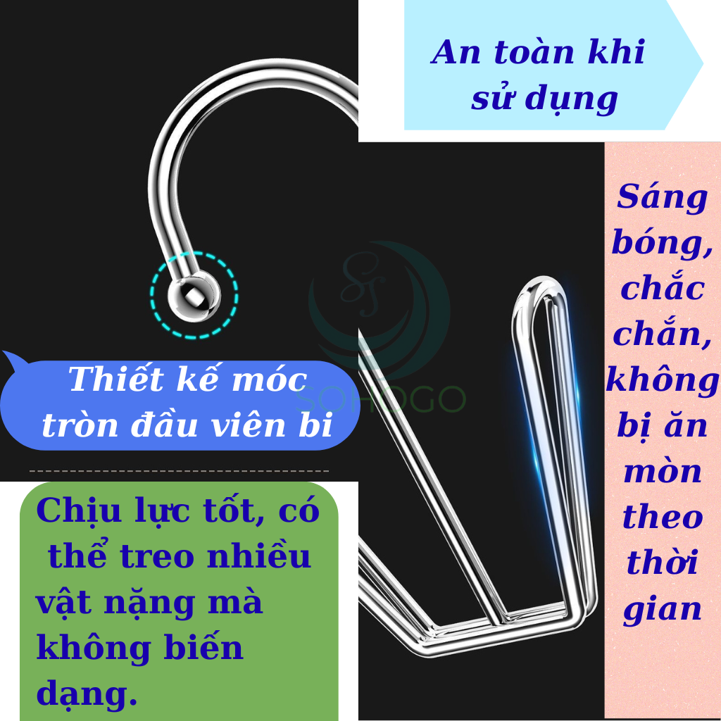 Bộ 2 Móc Treo Giày Đôi Inox Đa Năng- Móc Phơi Giày Thông Minh Chống Gỉ - Móc Sắt Treo Dép – Giày – Chai Đa Dụng