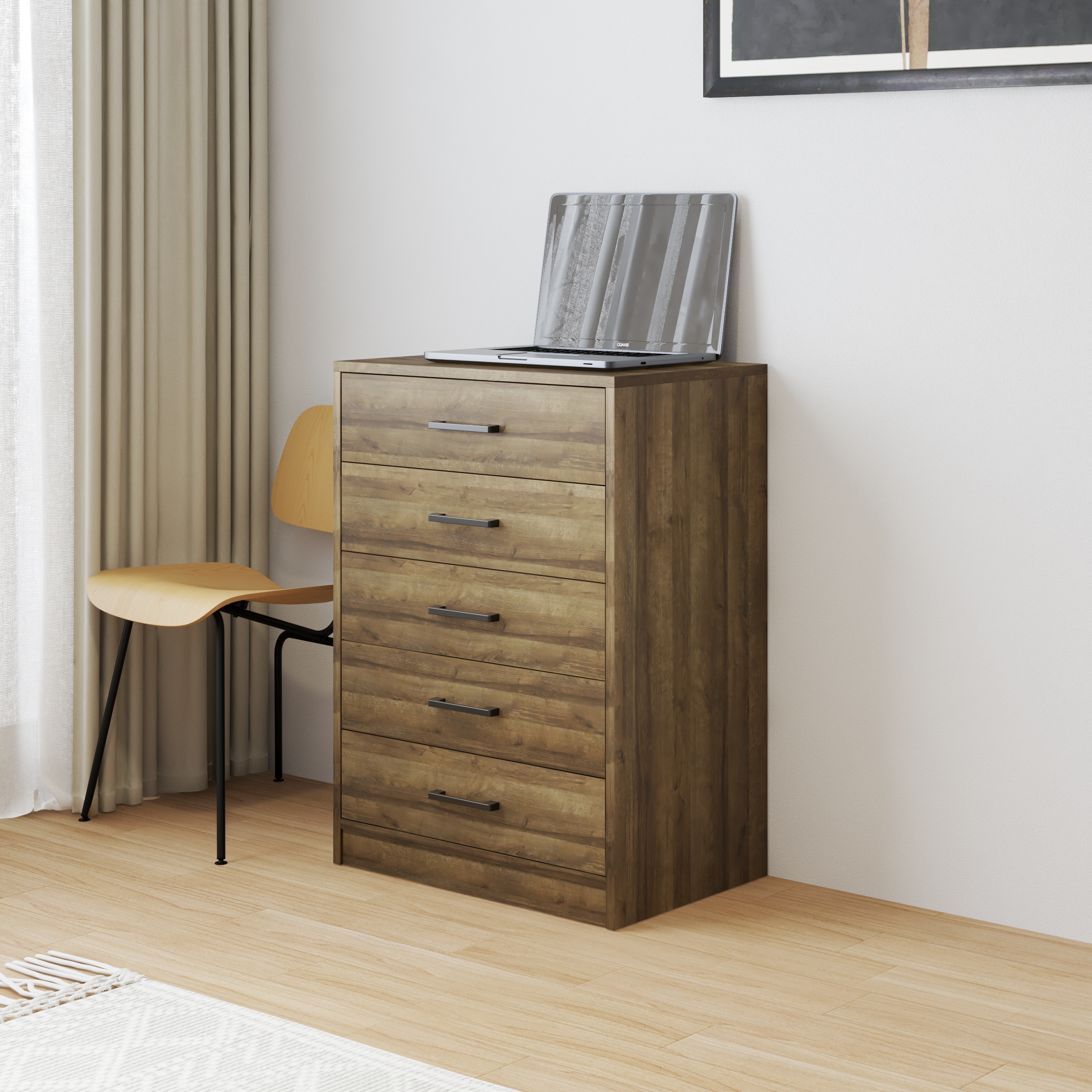 HAPPY FURNITURE , HEINEE - Tủ lưu trữ 5 ngăn kéo, THK_233 , 60cm x 40cm x 84cm DxRxC, sản phẩm phổ thông