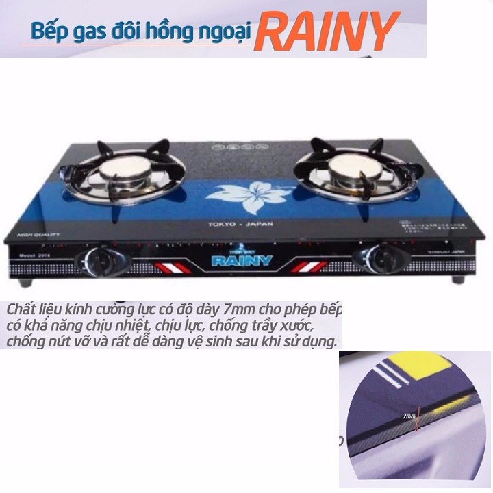 Bếp gas hồng ngoại Rainy + Tặng chảo chống dính - Màu Ngẩu Nhiên -Hàng Chính Hãng